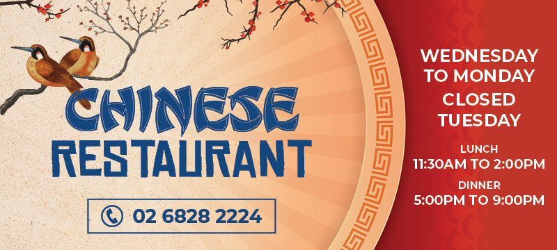 Phone: 02 6828 2224
Wednesday to Monday, closed Tuesday
Lunch 11:30am to 2pm
Dinner 5pm to 9pm